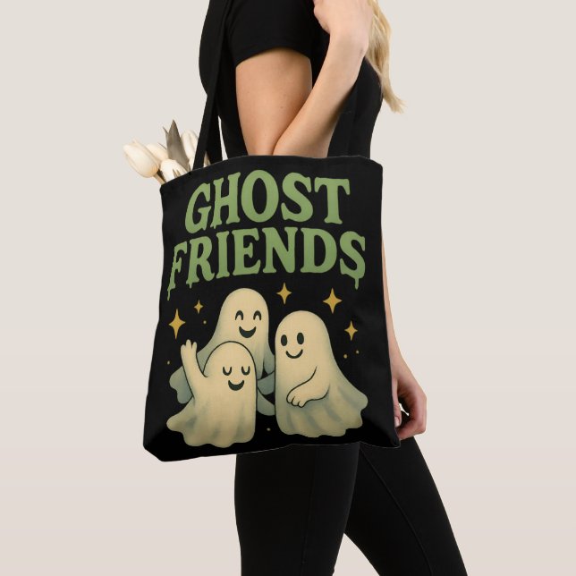 Tote Bag Ghost Friends - Noir (De près)