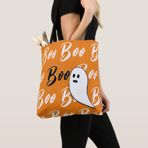 Tote Bag Ghost Halloween noir blanc orange boite