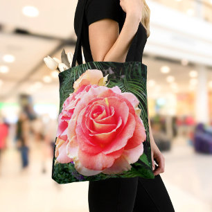 Tote Bag Giant rose clair fleur rose gros plan photo modern