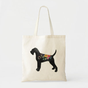 Tote Bag Giant Schnauzer Chien NN Boho Silhouette Florale