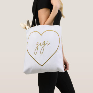 Tote Bag Gigi Elegant Golden Gradient Heart Grandma Cadeau