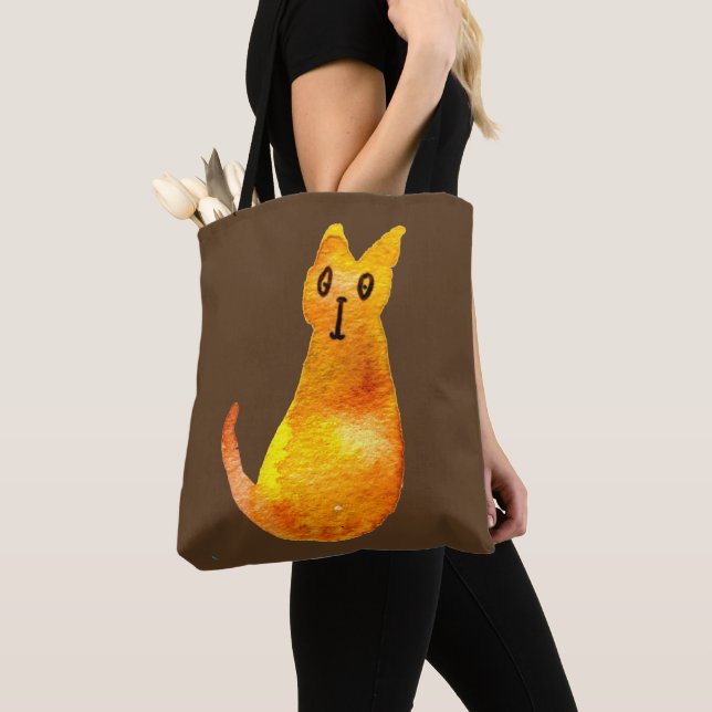 Tote Bag Ginger cat mignon aquarelle illustration art (De près)