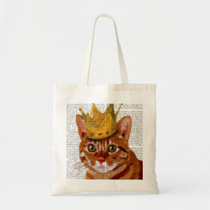 Tote Bag Ginger Cat with Crown Portrai