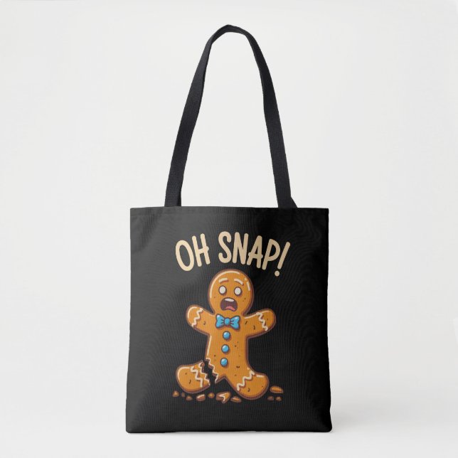Tote Bag Gingerbread Man Oh Snap Christmas Cookie Baking (Devant)