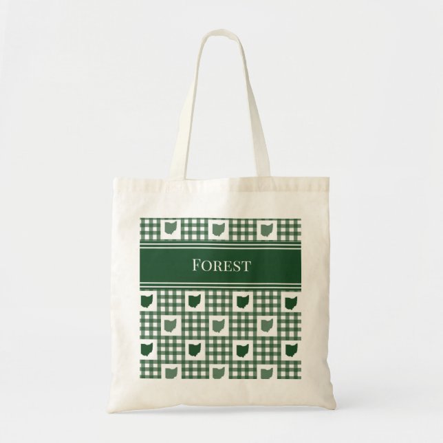 Tote Bag Gingham vert de l'Ohio (Devant)
