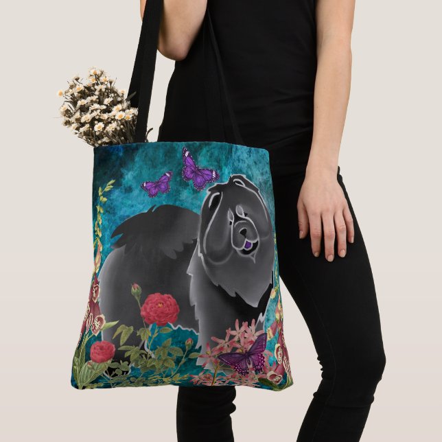 Tote Bag GINGKO LE CHOW NOIR FOURRE-TOUT ou CROSSBODY (De près)