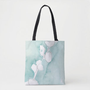 Tote Bag Ginkgo sur Teal poussiéreux - blanc