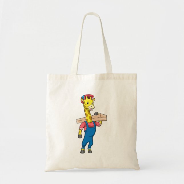 Tote Bag Girafe as Carpenter with Wood (Devant)