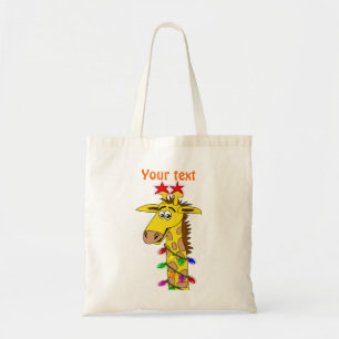Tote Bag Girafe drôle avec Noël lunatique de lumières