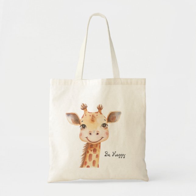 Tote Bag Girafe éléphant heureux (Devant)