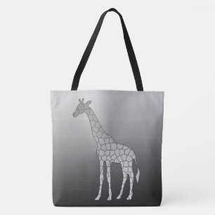 Tote Bag Girafe géométrique moderne, gris argenté / gris