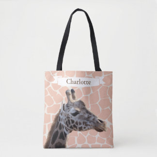 Tote Bag Girafe mignonne et nom de safari