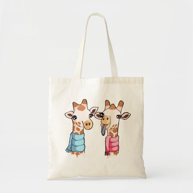 Tote Bag Girafes effrontées mignonnes dans des écharpes (Devant)