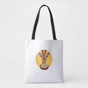 Tote Bag Giraffe Avec Popcorn Cartoon Humour animal
