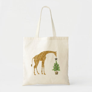 Tote Bag Giraffe Christmas Tree
