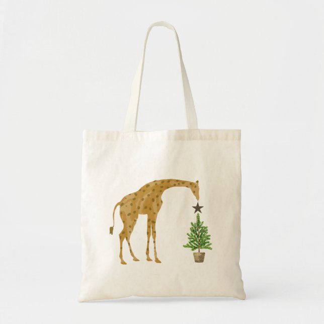 Tote Bag Giraffe Christmas Tree (Devant)