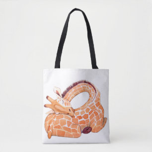 Tote Bag Giraffe dormante : Aquarelle douce