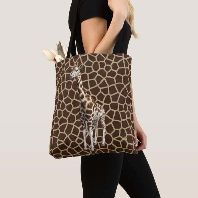 Tote Bag Giraffe en imprimé girafe fourre-tout (De près)
