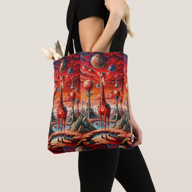 Tote Bag "Giraffe galactique : Voyage à travers les rêves c (De près)