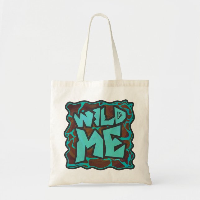 Tote Bag Giraffe Impression Brown et Turquoise (Devant)