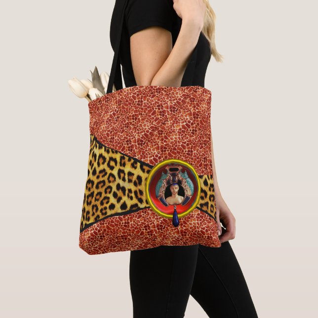 TOTE BAG GIRAFFE LEOPARD SKIN BOW IMPRIMÉ, JEWEL À POMME (De près)