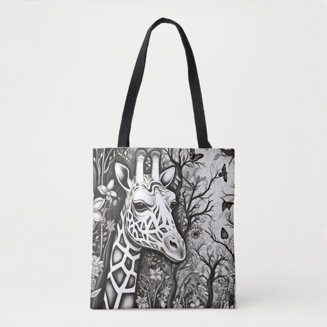 Tote Bag Giraffe Nature paisible Prairie Dessin d'art (Devant)