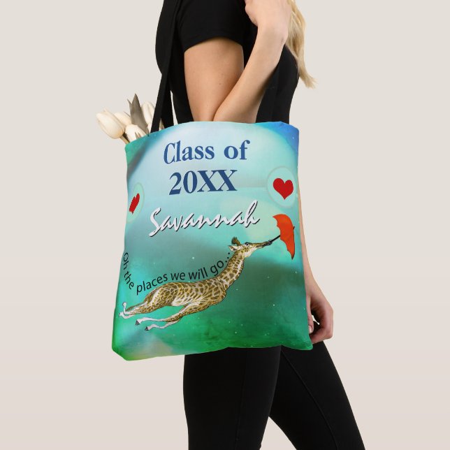 Tote Bag Giraffe personnalisée Oh les lieux où nous irons (De près)