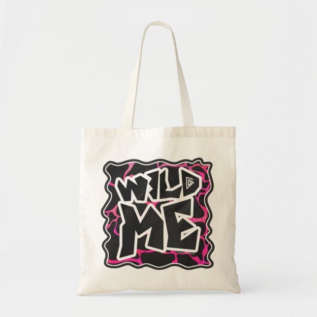 Tote Bag Giraffe rose chaude et noire (Devant)