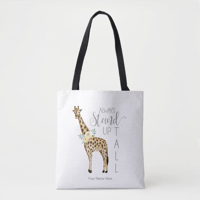 Tote Bag Giraffe Se Lever Toujours Haut Aquarelle Moderne (Devant)