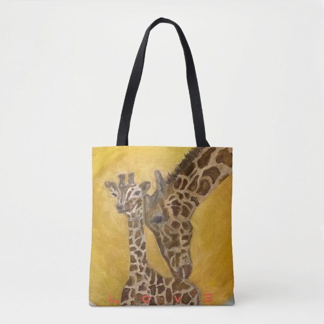 Tote Bag Giraffe Shopping Fourre-tout mère et enfant (Devant)
