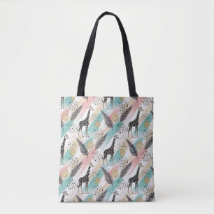 Tote Bag Giraffe Whimsical Polka Dot Motif - Pastel