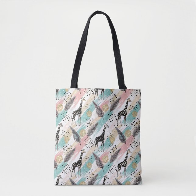 Tote Bag Giraffe Whimsical Polka Dot Motif - Pastel (Devant)