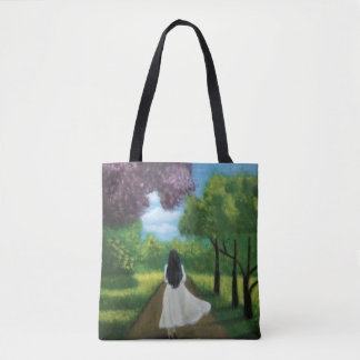 Tote Bag Girl in White Dress