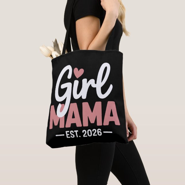 Tote Bag Girl Mama Est 2026 Pregnancy Reveal New Mom to Be  (De près)