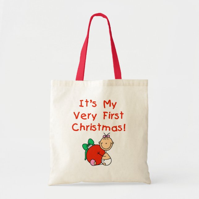 Tote Bag Girl Very First Christmas Tshirts et cadeaux (Devant)