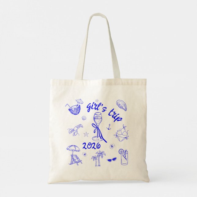 Tote Bag Girl's Trip 2026 Tropical Beach Vacation Cruise  (Dos)