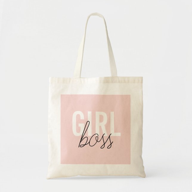 Tote Bag Girly blush typographiy script girl boss (Devant)