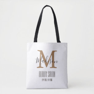 Tote Bag Girly Brown Gold Beauté SPA Salon Monogramme