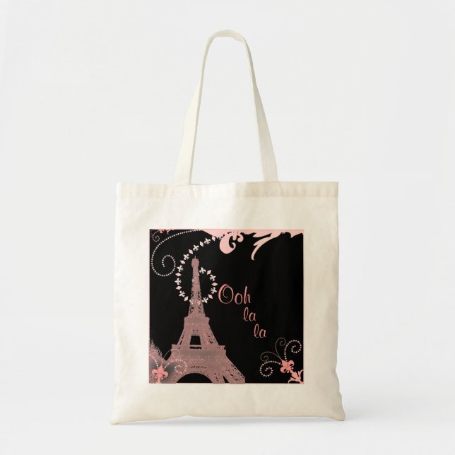 Tote Bag girly chic retro mode paris eiffel tower (Devant)