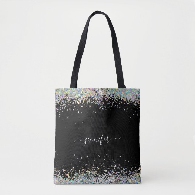 Tote Bag Girly Holographic Parties scintillant Monogramme N (Devant)