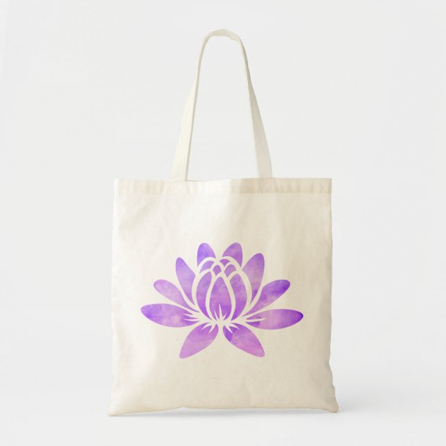 Tote Bag Girly moderne pourpre de fleur de Lotus (Devant)