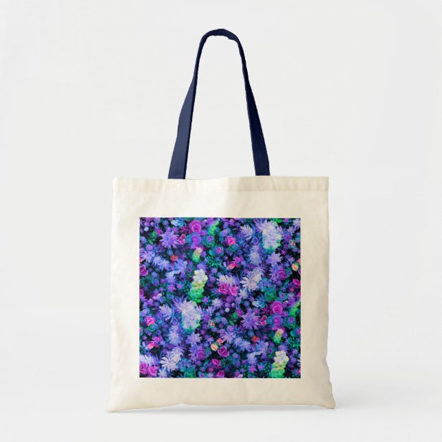 Tote Bag Girly Pink and Purple Floral Succulents (Devant)