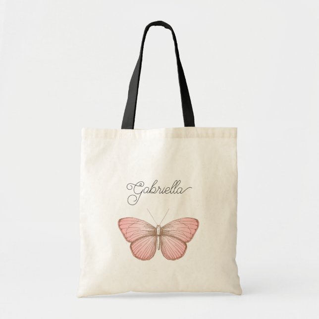 Tote Bag Girly Pink Butterfly (Devant)