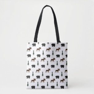 Tote Bag Gîte de camping rustique ours et orignal
