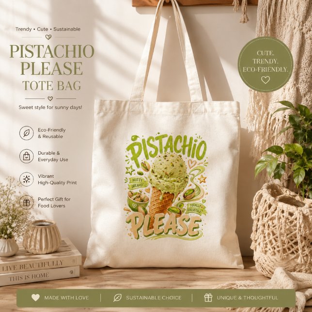 Tote Bag Glace de l'été tendance "Pistachio Please"    (Créateur téléchargé)