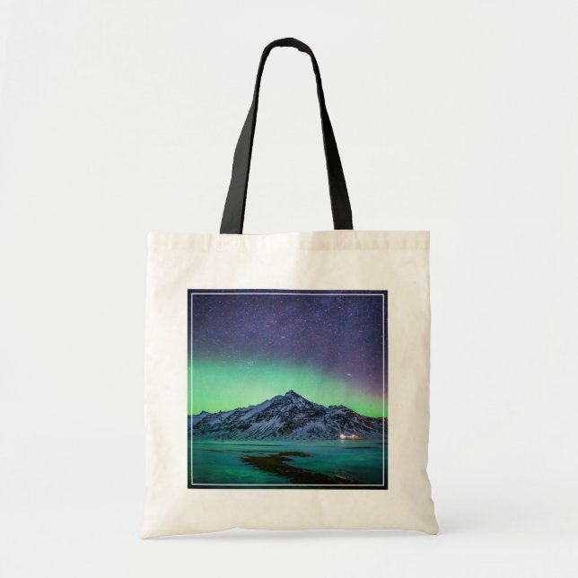 Tote Bag Glace et neige | Aurora Borealis Voie Lactée Islan (Devant)