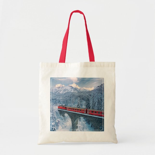 Tote Bag Glace et neige | Train Express Red Bernina Suisse (Devant)