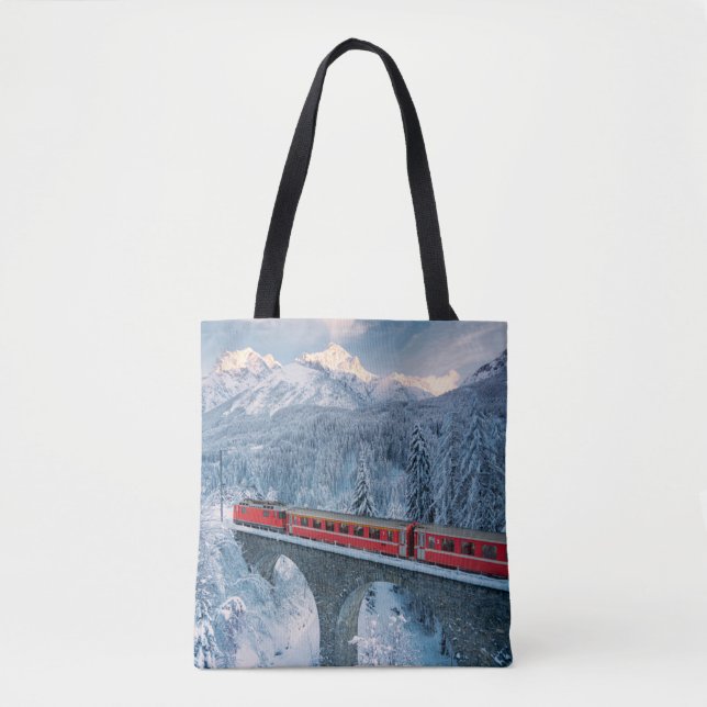 Tote Bag Glace et neige | Train Express Red Bernina Suisse (Devant)