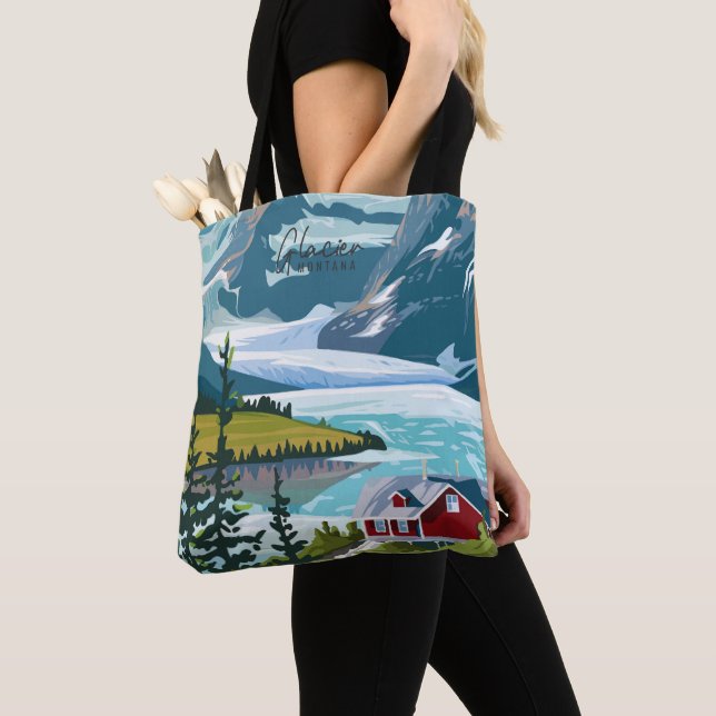 Tote Bag Glacier Montana Art Vintage américain Illustration (De près)