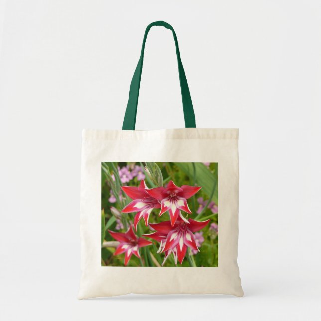 Tote Bag Gladiolas rouge et blanc Botanique d'été (Devant)